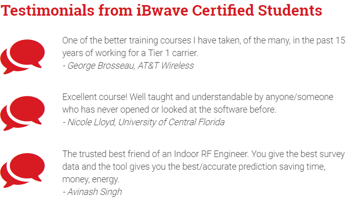 Testimonials from iBwave certified students